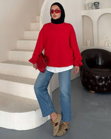 Oversized Sweatshirt - Red - front view