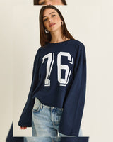 Top - Navy - front view