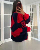Celine Knit Sweater - Red - three-quarter view