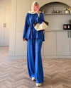Two Piece Set + Belt - Blue - front view
