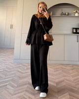 Two Piece Set + Belt - Black - front view