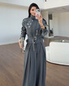 Two Piece Set + Belt - Grey - front view