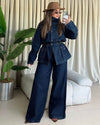 Two Piece Set + Belt - Denim - front view