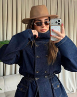 Two Piece Set + Belt - Denim - front view