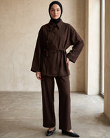 Two Piece Set + Belt - Brown - front view