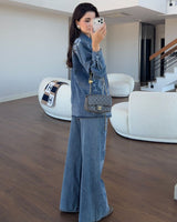 Two Piece Set - Denim - three-quarter view