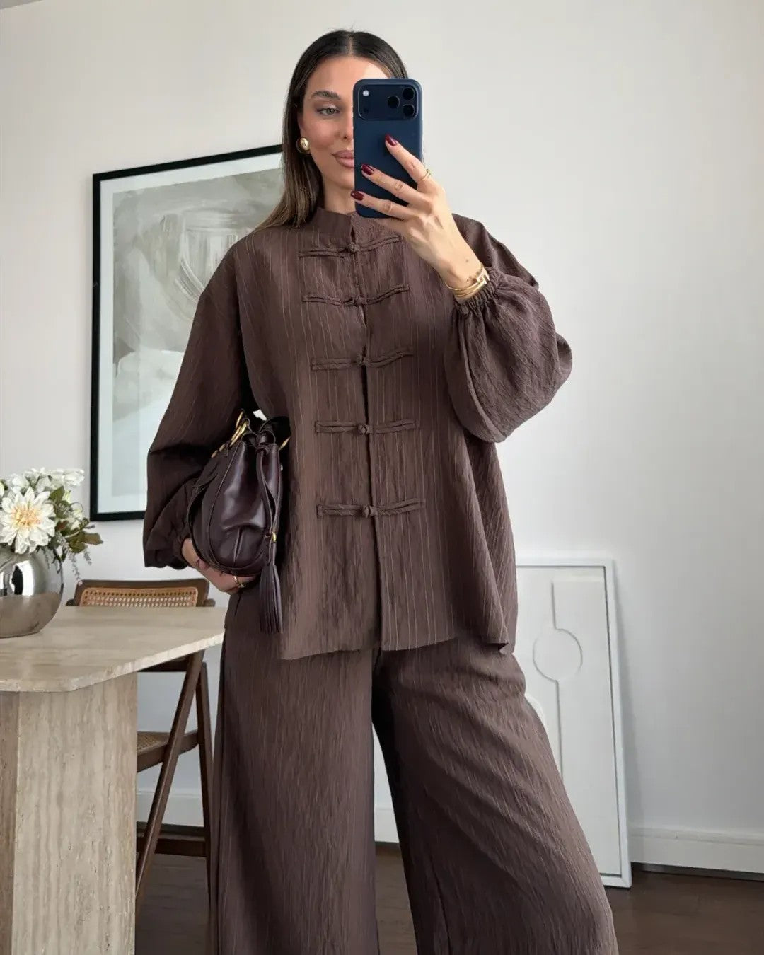 Two Piece Set - Brown - front view