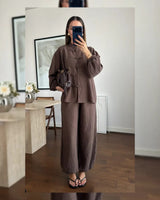 Two Piece Set - Brown - front view