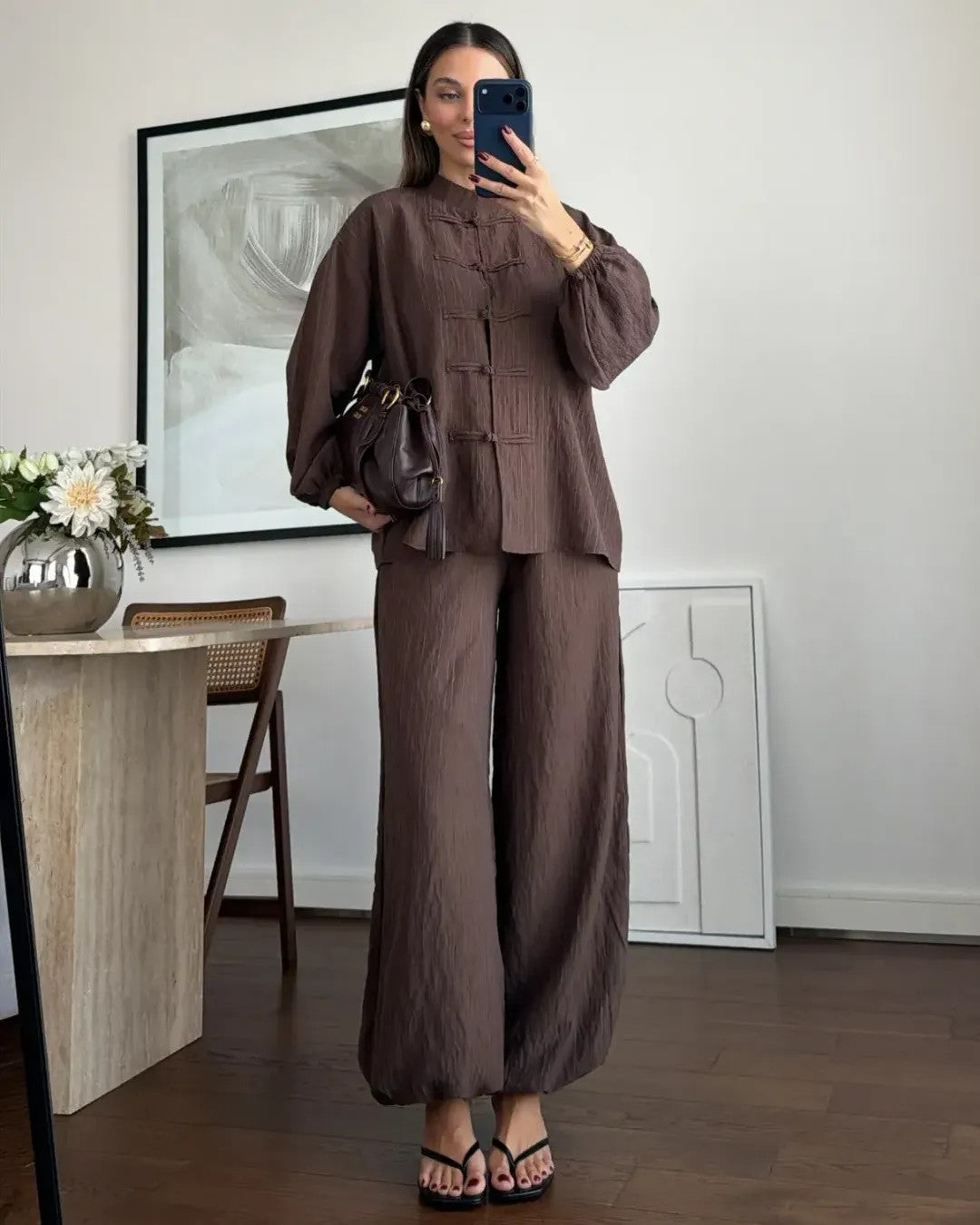 Two Piece Set - Brown - front view