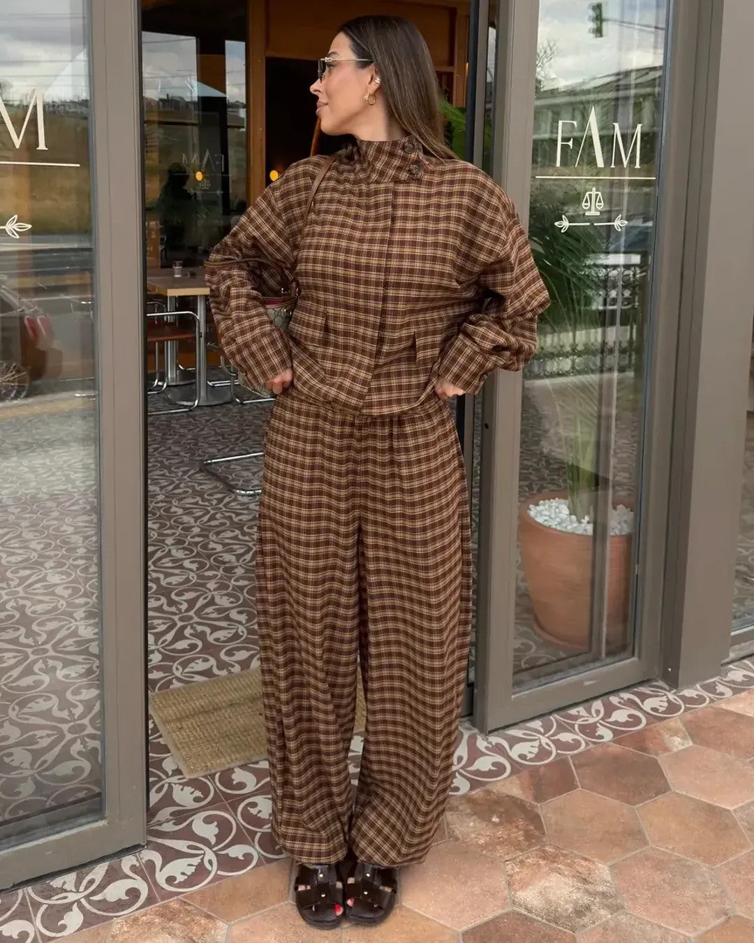 Two Piece Set - Brown - front view