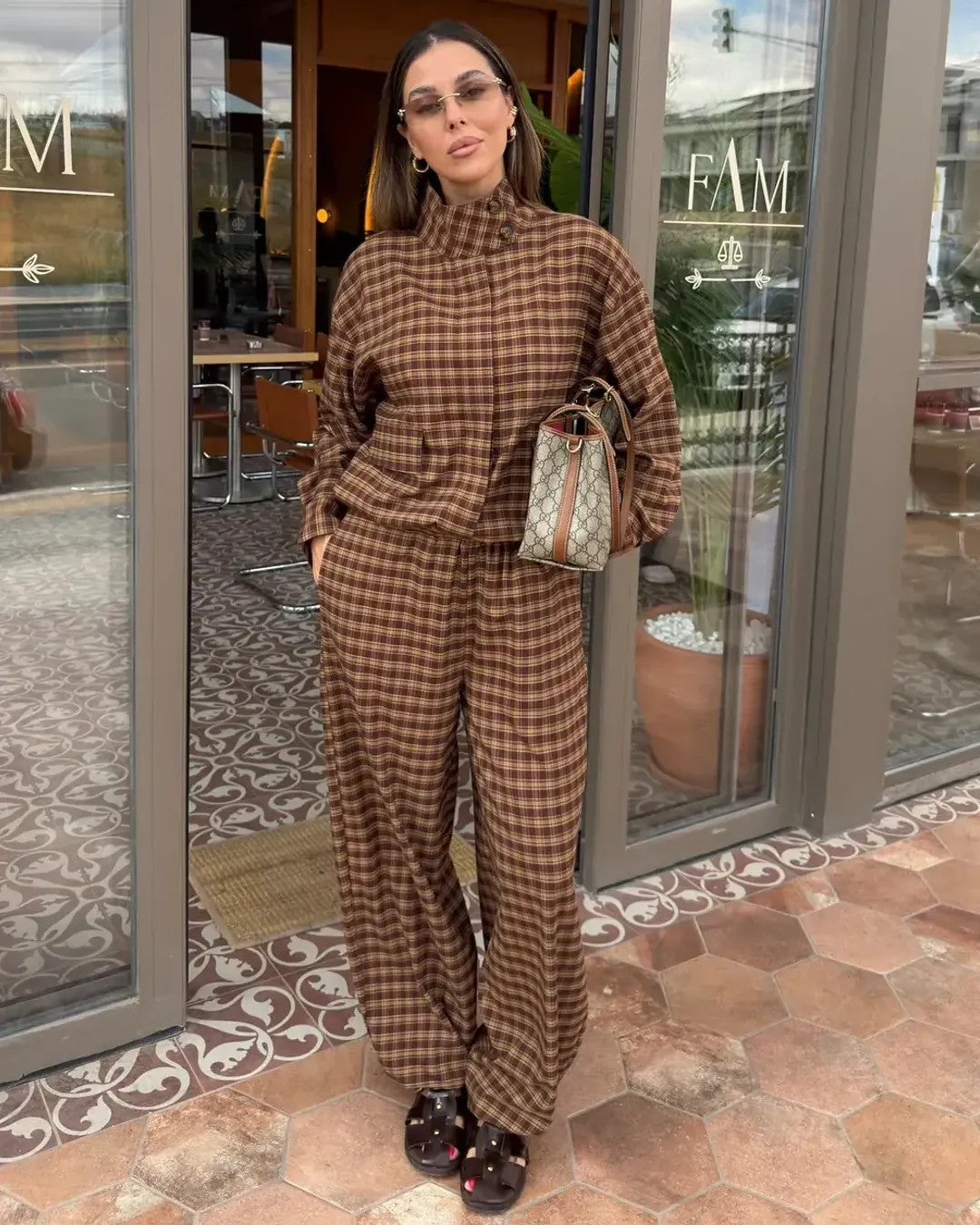 Two Piece Set - Brown - front view