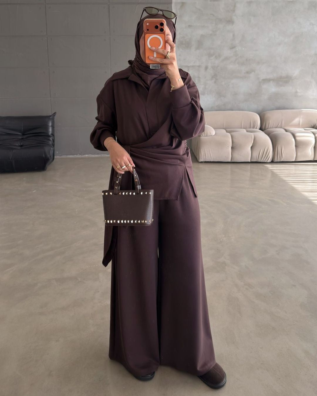 Modest Fall Set - Brown - front view