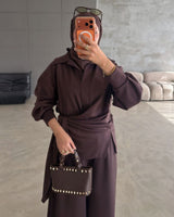 Modest Fall Set - Brown - front view