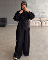 Modest Fall Relaxed Set - Black - front view