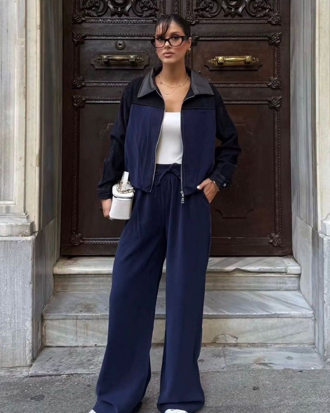 Two Piece Set - Navy - front view