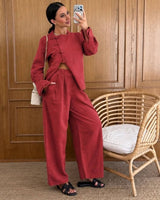 Two Piece Set - Red - three-quarter view