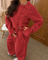 Two Piece Set - Red - three-quarter view
