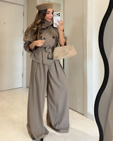 Two Piece Set - Beige - three-quarter view