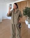Two Piece Set - Dark Beige - front view
