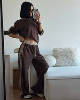 Two Piece Set - Brown - three-quarter view