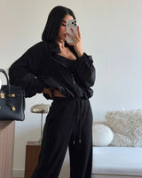 Two Piece Set - Black - three-quarter view