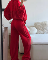 Parachute Jacket Lounge Set - Red - back view