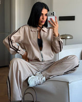Two Piece Set - Beige - front view
