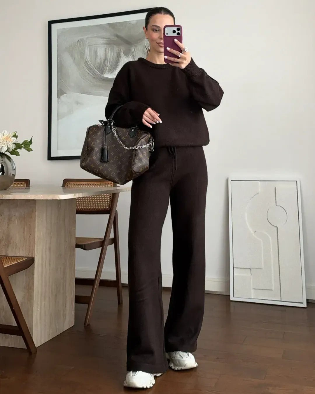 Two Piece Set - Brown - front view
