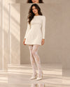 White Floral Lace Tights - White - front view