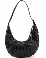 Woven Everyday Shoulder Bag - Black - front view
