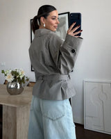 Wrap-Waist Check Jacket