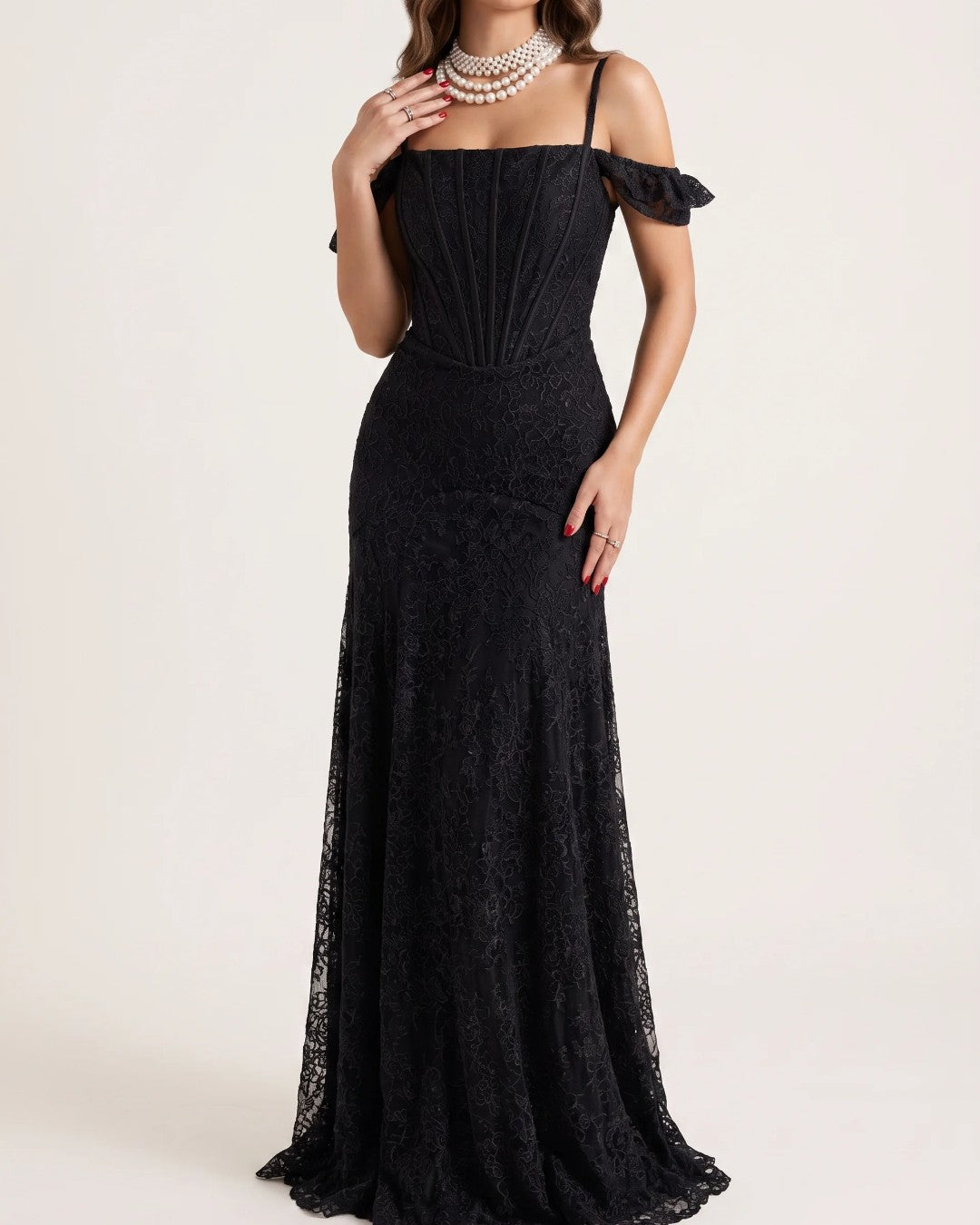 Adrianna Lace Maxi Evening Gown