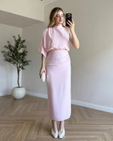 Asymmetric Draped Midi Dress