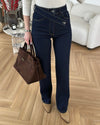 Asymmetric Waist Straight-Leg Denim