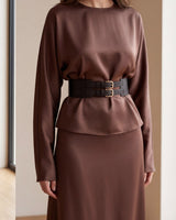 Belted Elegance Satin Set