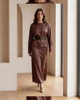 Belted Elegance Satin Set