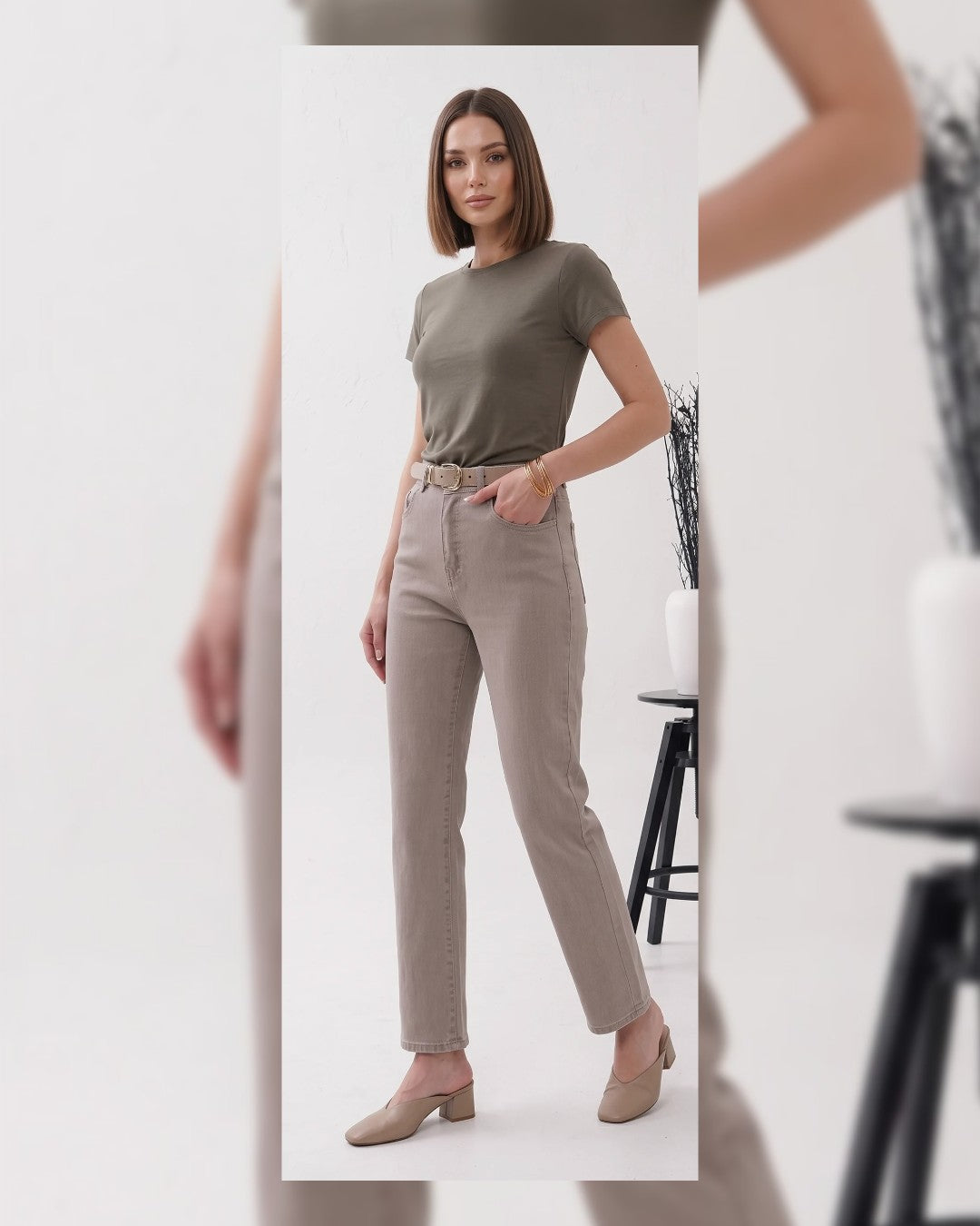 Belted Nude Stone Denim + Belt