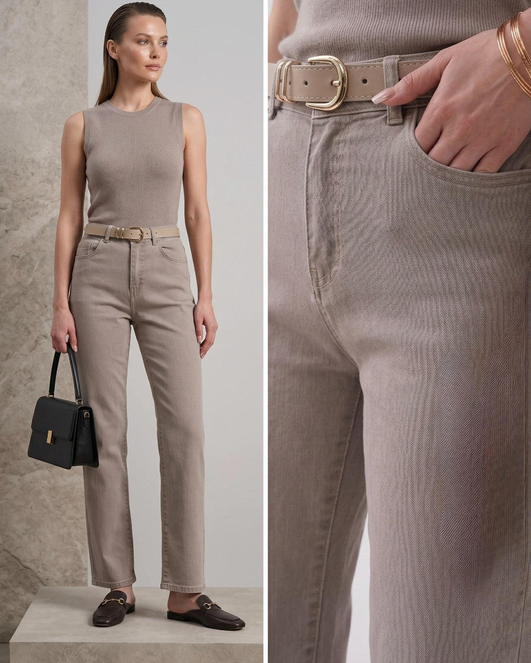 Belted Nude Stone Denim + Belt