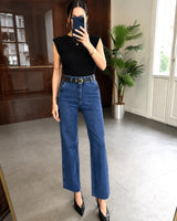 Belted Straight Denim Jeans + Belt