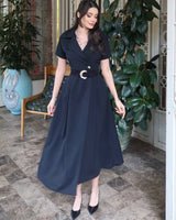 Belted Tailored Midi Dress