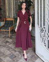 Belted Tailored Midi Dress