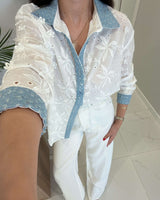 Bloom Denim-Trim Shirt