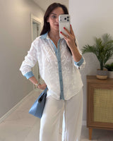 Bloom Denim-Trim Shirt