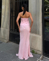 Blush Lace Evening Dress