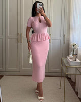 Bouclé Peplum Skirt Set