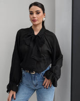 Bow-Tie Neck Ruffle Shirt