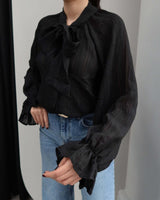 Bow-Tie Neck Ruffle Shirt