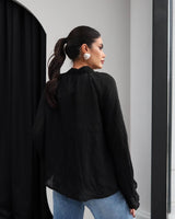 Bow-Tie Neck Ruffle Shirt