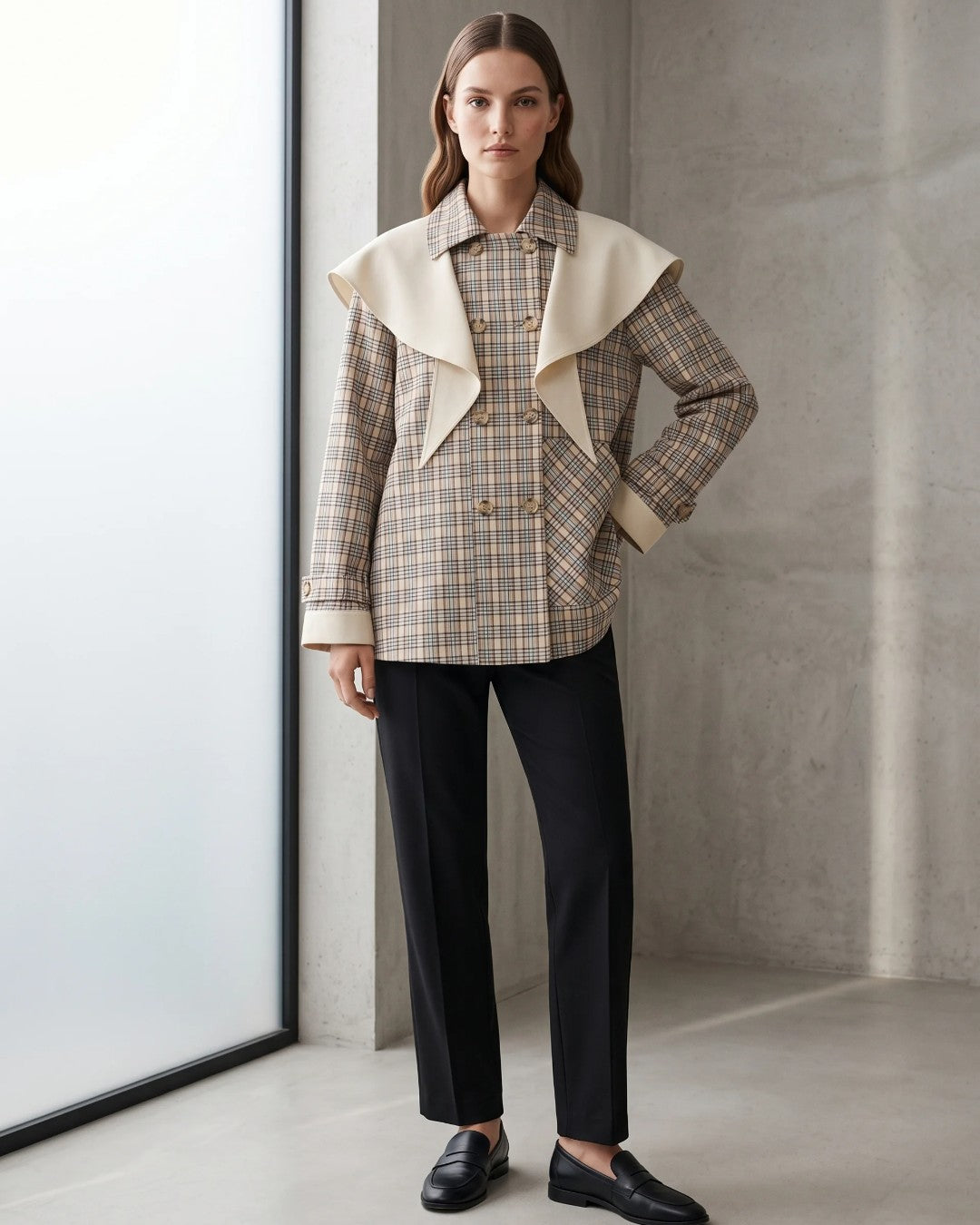 Burberry Inspired Check Collar Jacket
