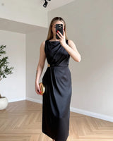 Butterfly Satin Midi Dress